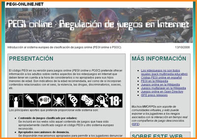 PEGI-online.net - El cdigo que regula los videojuegos. Concelo