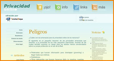 Privacidad Online net: Web sobre las amenazas para la privacidad de los menores internautas, con datos acerca de su incidencia e informes permanentemente actualizados, enlaces y otros recursos de inter&eacute;s.