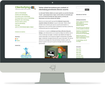 Captura de la portada del web Ciberbullying.net