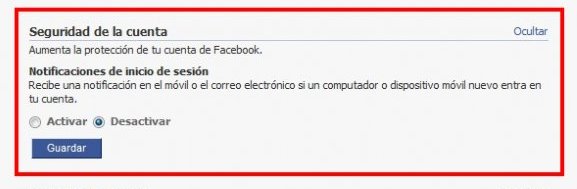 Configuración aviso de acceso sospechoso