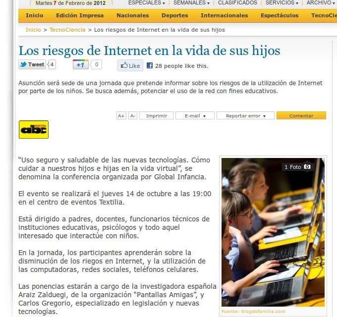 Los riesgos de Internet en la vida de sus hijos [ABC.com.py]