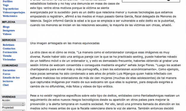 «Sextorsión», el chantaje en Internet a partir de imágenes íntimas crece de manera alarmante [LaFlecha.net]