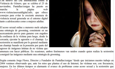 La violencia sexual contra mujeres y adolescentes aumenta en Internet [Cantabria24horas.com]