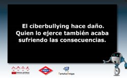Fotograma de la animación sobre ciberbullying con su consejo correspondiente