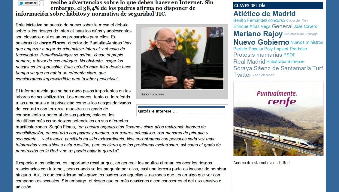 PantallasAmigas cuida a los menores en Internet [DiarioCritico.com]