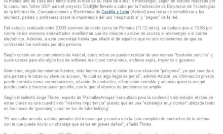 Uno de cada diez niños sufre el robo de su clave de e-mail o Messenger [NorteCastilla.es]