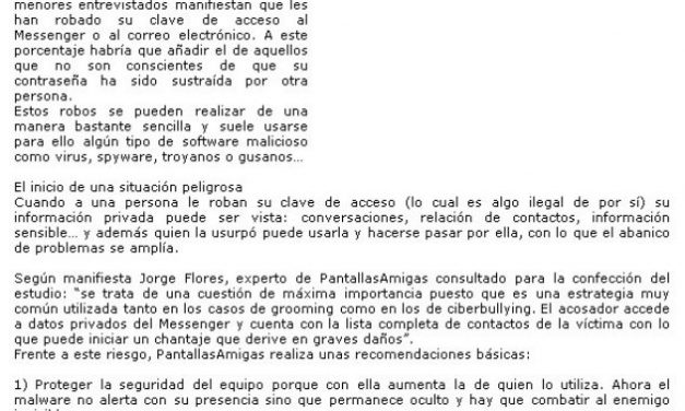 Al menos uno de cada 10 niños sufre el robo de su clave de email o Messenger [Andalucia24horas.com]