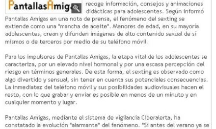 El ‘sexting’, otro peligro de Internet [DiarioDeTeruel.es]