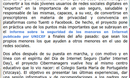 CIBERMANAGERS de Secundaria educan a menores y adultos en el uso de redes sociales [Aula y +]