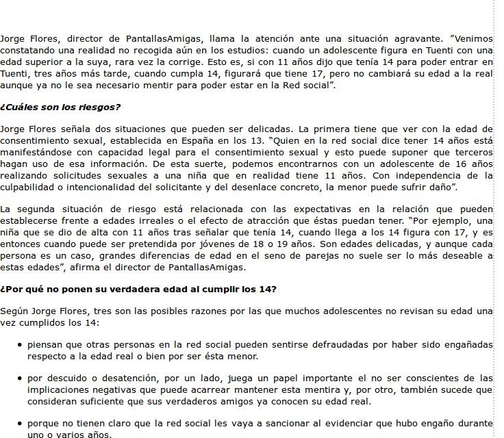 Mentir sobre la edad en las redes sociales implica riesgos para los adolescentes [Cantabria24horas.com]