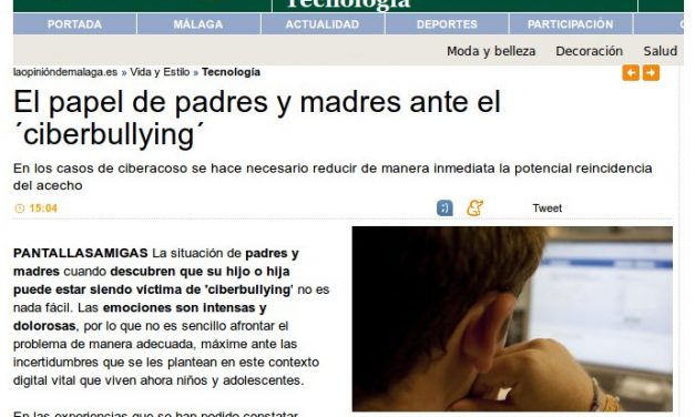 El papel de padres y madres ante el ‘ciberbullying’ [LaOpinionDeMalaga.es et al.]