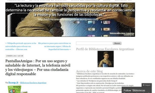 PantallasAmigas: Por un uso seguro y saludable de Internet, la telefonía móvil y los videojuegos – Por una ciudadanía digital responsable [Bibliotecas Escolares Argentinas]