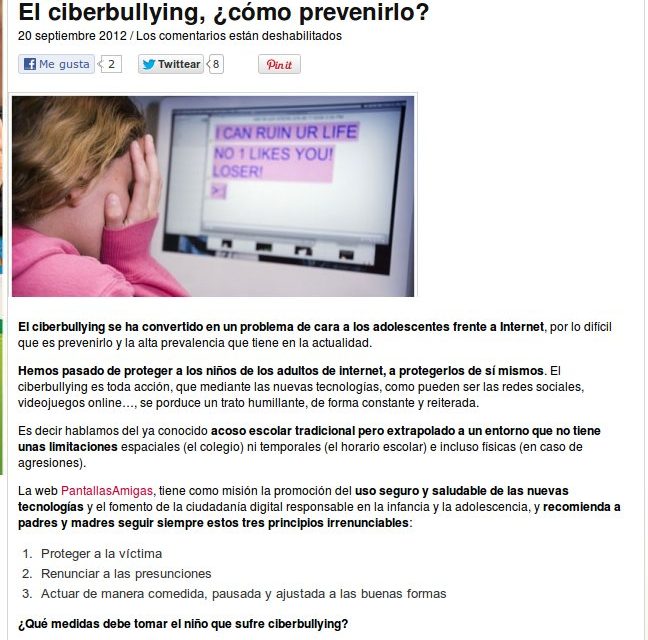El ciberbullying, ¿cómo prevenirlo? [SaposYPrincesas.com]