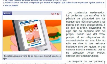 [Audio] PantallasAmigas previene de los riesgos en Internet a padres e hijos [SER Madrid Norte]