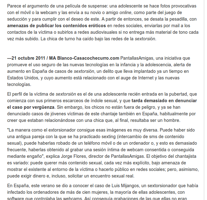 Adolescentes amenazadas por la sextorsión [CasaCocheCurro.com]