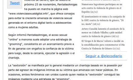 Violencia género. Crean una web para prevenir la violencia sexual contra mujeres y adolescentes en internet [ElEconomista.es]