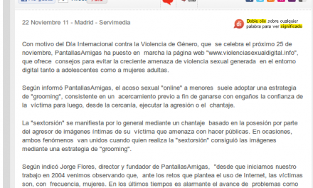 Crean una web para prevenir la violencia sexual contra mujeres y adolescentes [LaRazon.es]