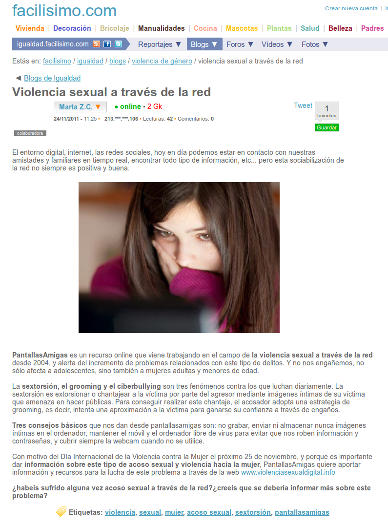Violencia sexual a través de la red