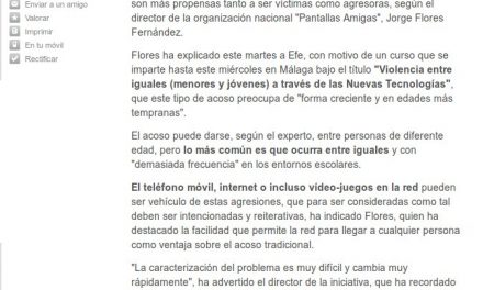 Alertan de que niños de 12 y 13 años corren más riesgo de sufrir acoso en la red [ElMundo.es et al.]