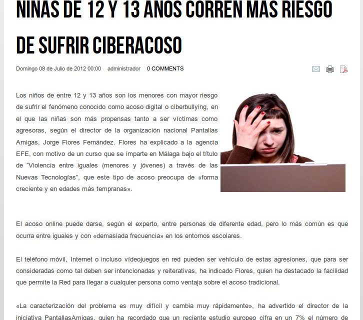 Niñas de 12 y 13 años corren más riesgo de sufrir ciberacoso [ForumVida.org]