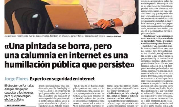 «Una pintada se borra, pero una calumnia en internet es una humillación pública que persiste» [Diario Vasco]