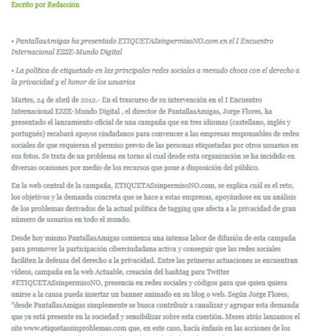 ¿Etiquetado en redes sociales? No sin mi permiso [eGlobalPress.net]
