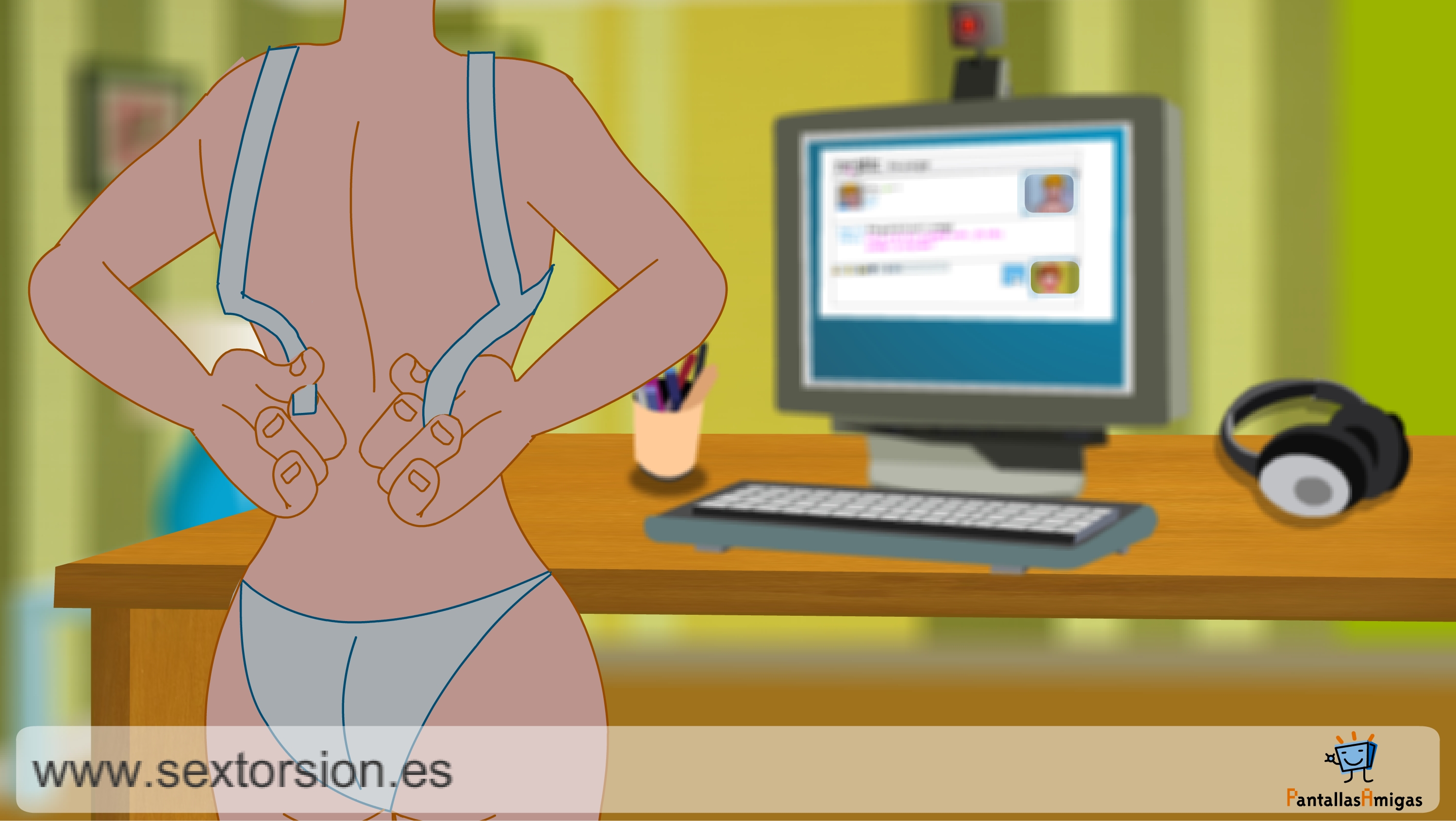 Captura de animación sobre la sextorsión. COPYRIGHT EDEX CRC / PantallasAmigas