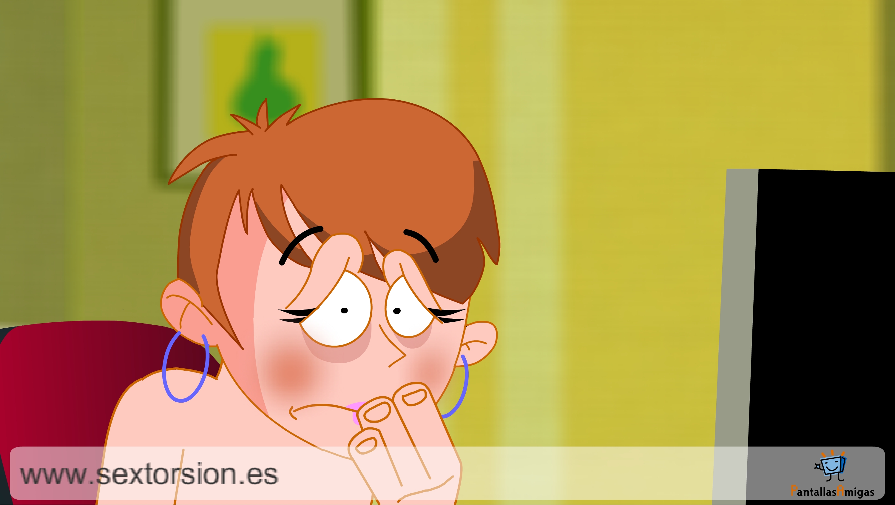 Captura de animación sobre sextorsión. COPYRIGHT EDEX CRC / PantallasAmigas