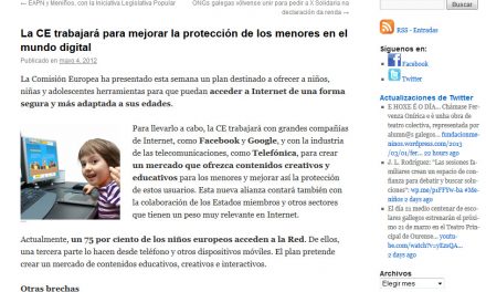 La CE trabajará para mejorar la protección de los menores en el mundo digital [Meninos.org]