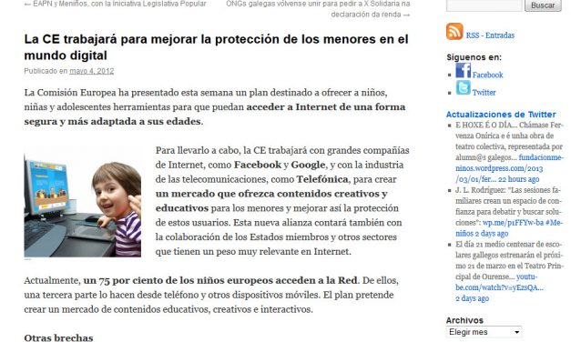 La CE trabajará para mejorar la protección de los menores en el mundo digital [Meninos.org]