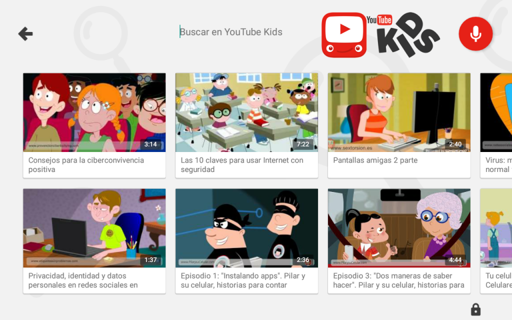 Contenido educativo de PantallasAmigas en app YouTube Kids