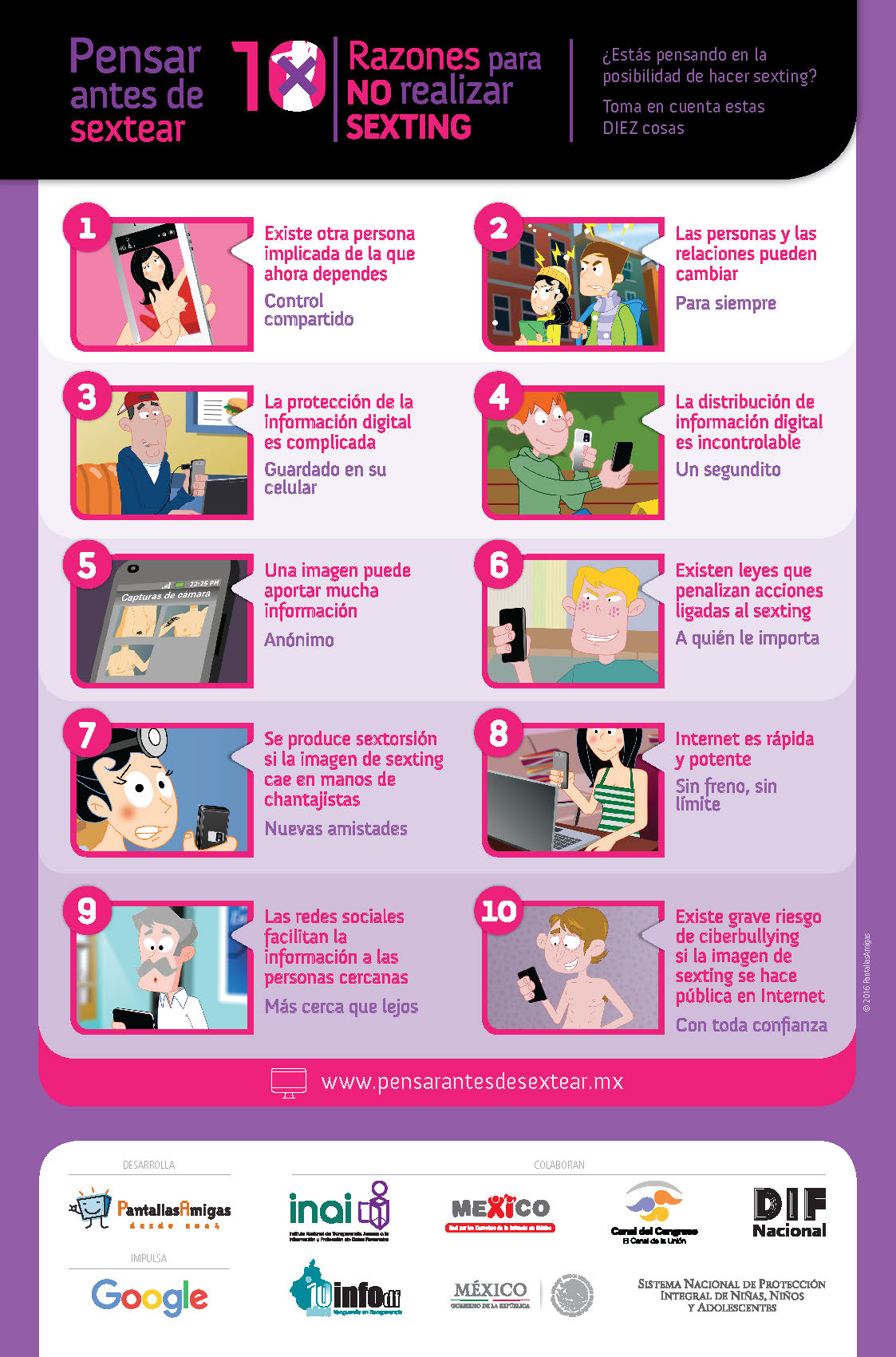 “Pensar antes de sextear. 10 razones para NO realizar sexting”, campaña prevención y concientización