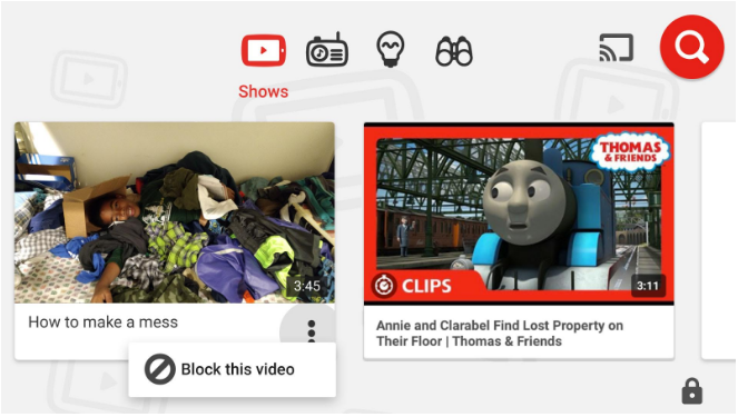 Función bloqueo parental en aplicación YouTube Kids