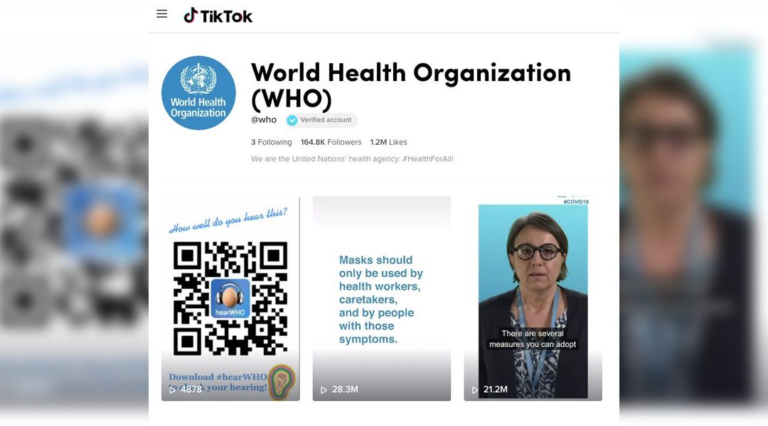 La Organización Mundial de la Salud OMS utiliza TikTok para informar sobre el Coronavirus