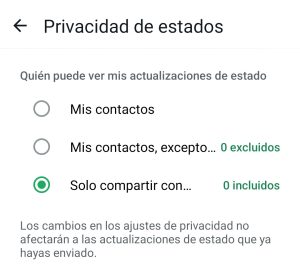 Restringir los estados
